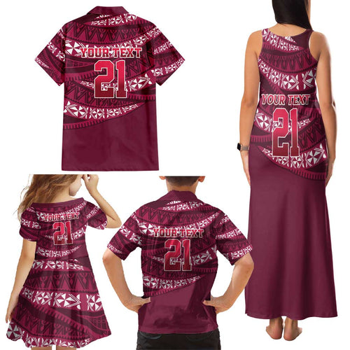 Queensland Rugby Pacific Custom Family Matching Tank Maxi Dress and Hawaiian Shirt Pasifika Tapa Pattern