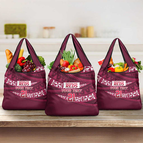 Queensland Rugby Pacific Custom Grocery Bag Pasifika Tapa Pattern