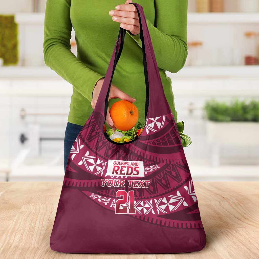 Queensland Rugby Pacific Custom Grocery Bag Pasifika Tapa Pattern