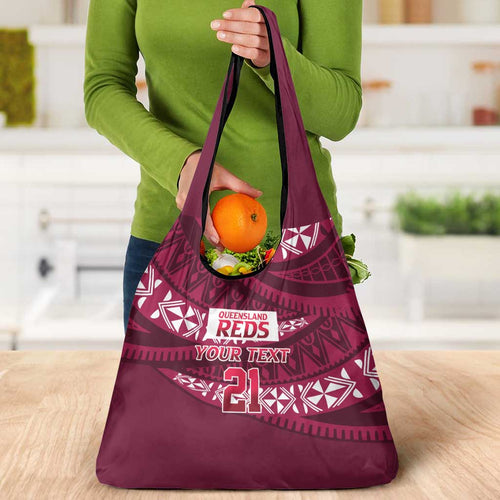 Queensland Rugby Pacific Custom Grocery Bag Pasifika Tapa Pattern