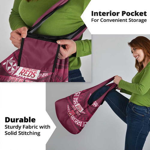 Queensland Rugby Pacific Custom Grocery Bag Pasifika Tapa Pattern