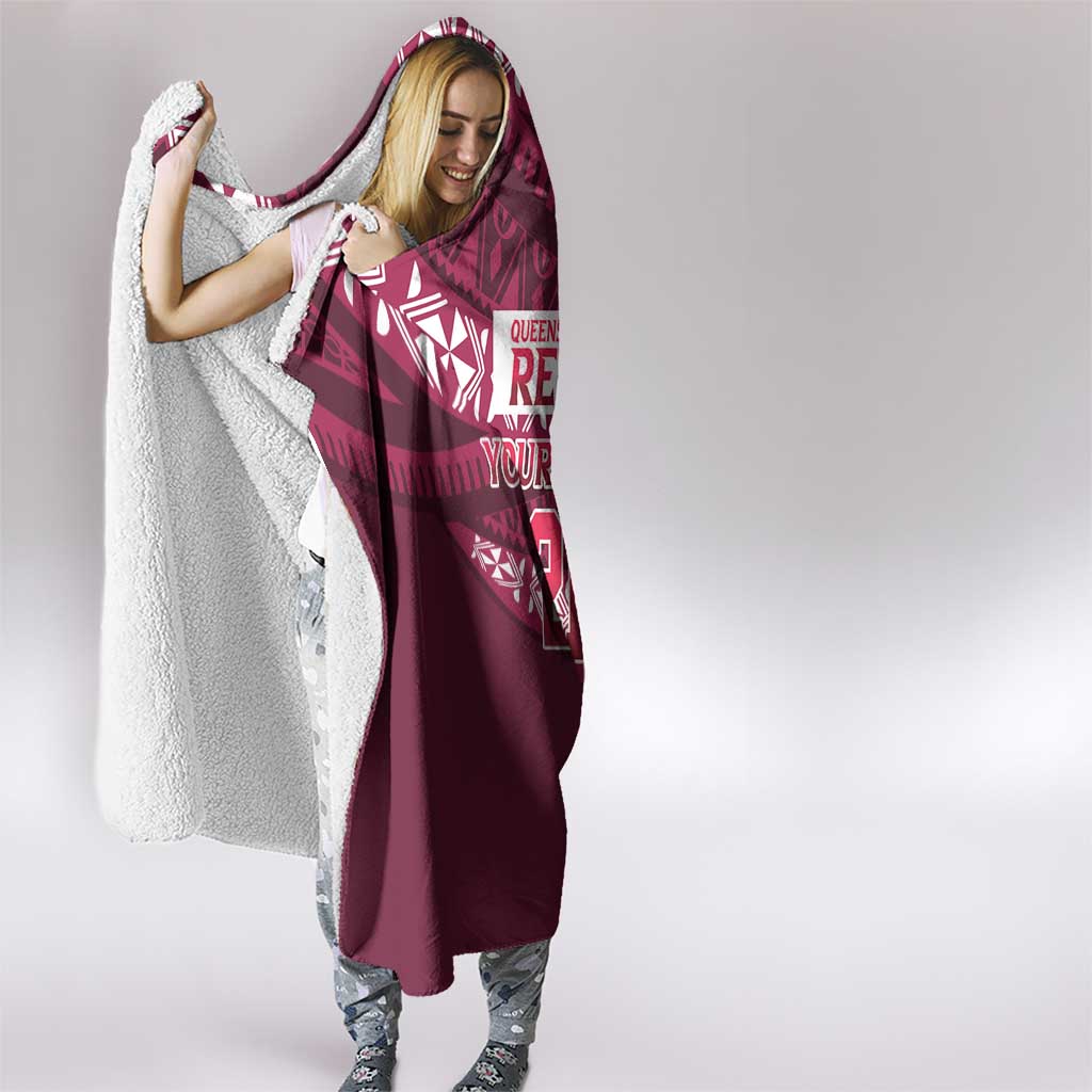 Queensland Rugby Pacific Custom Hooded Blanket Pasifika Tapa Pattern
