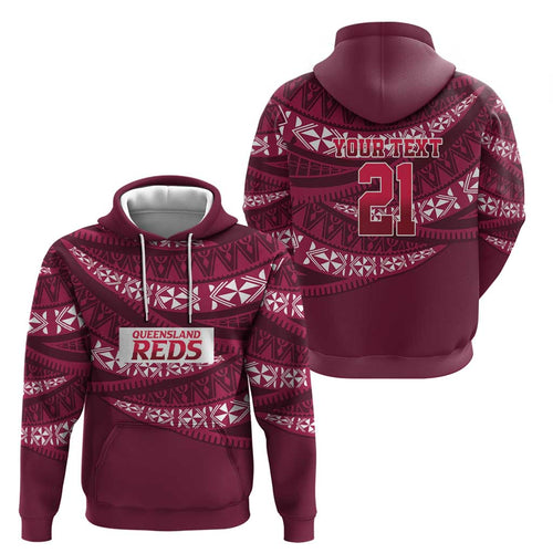 Queensland Rugby Pacific Custom Hoodie Pasifika Tapa Pattern