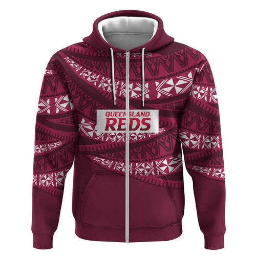 Queensland Rugby Pacific Custom Hoodie Pasifika Tapa Pattern