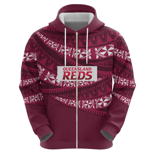 Queensland Rugby Pacific Custom Hoodie Pasifika Tapa Pattern