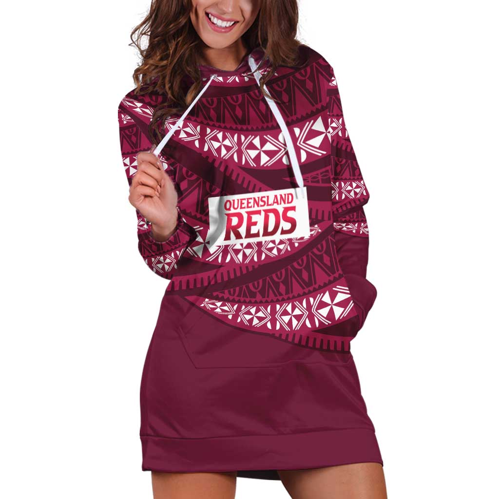 Queensland Rugby Pacific Custom Hoodie Dress Pasifika Tapa Pattern