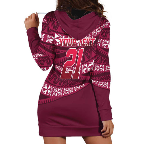 Queensland Rugby Pacific Custom Hoodie Dress Pasifika Tapa Pattern