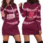 Queensland Rugby Pacific Custom Hoodie Dress Pasifika Tapa Pattern