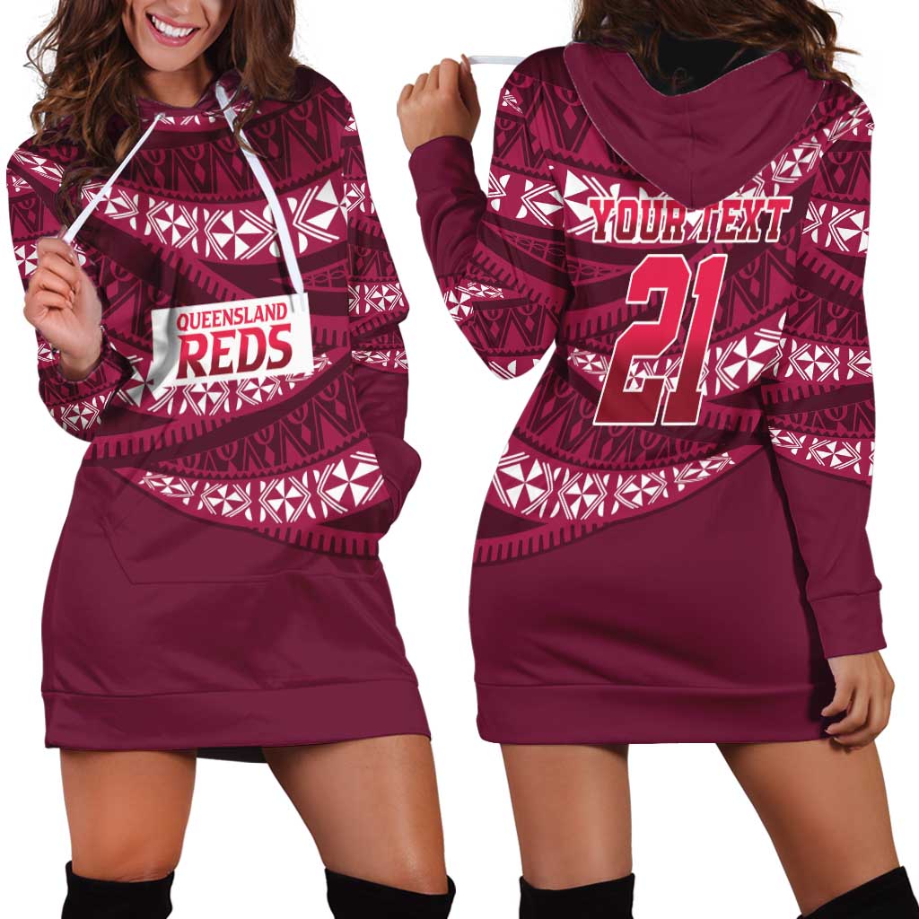 Queensland Rugby Pacific Custom Hoodie Dress Pasifika Tapa Pattern