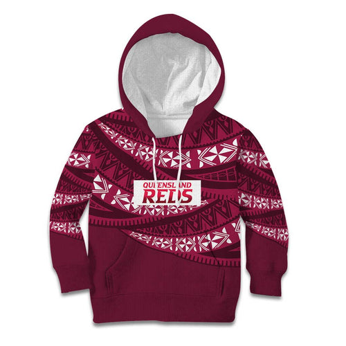 Queensland Rugby Pacific Custom Kid Hoodie Pasifika Tapa Pattern