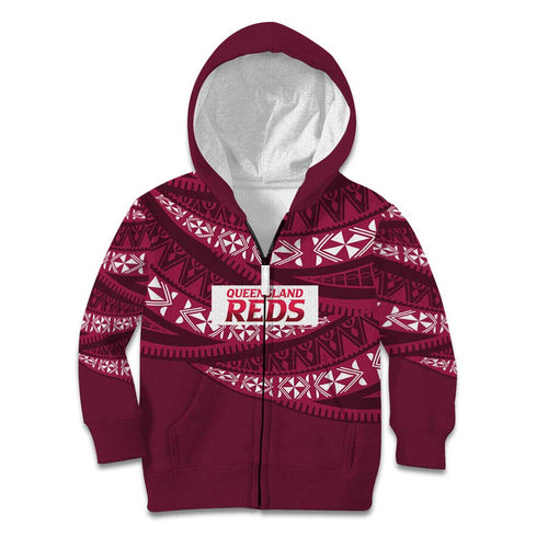 Queensland Rugby Pacific Custom Kid Hoodie Pasifika Tapa Pattern