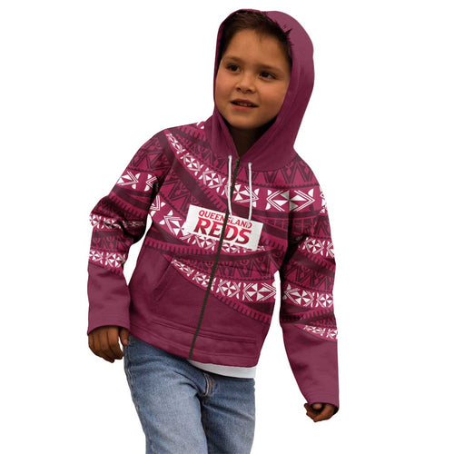 Queensland Rugby Pacific Custom Kid Hoodie Pasifika Tapa Pattern