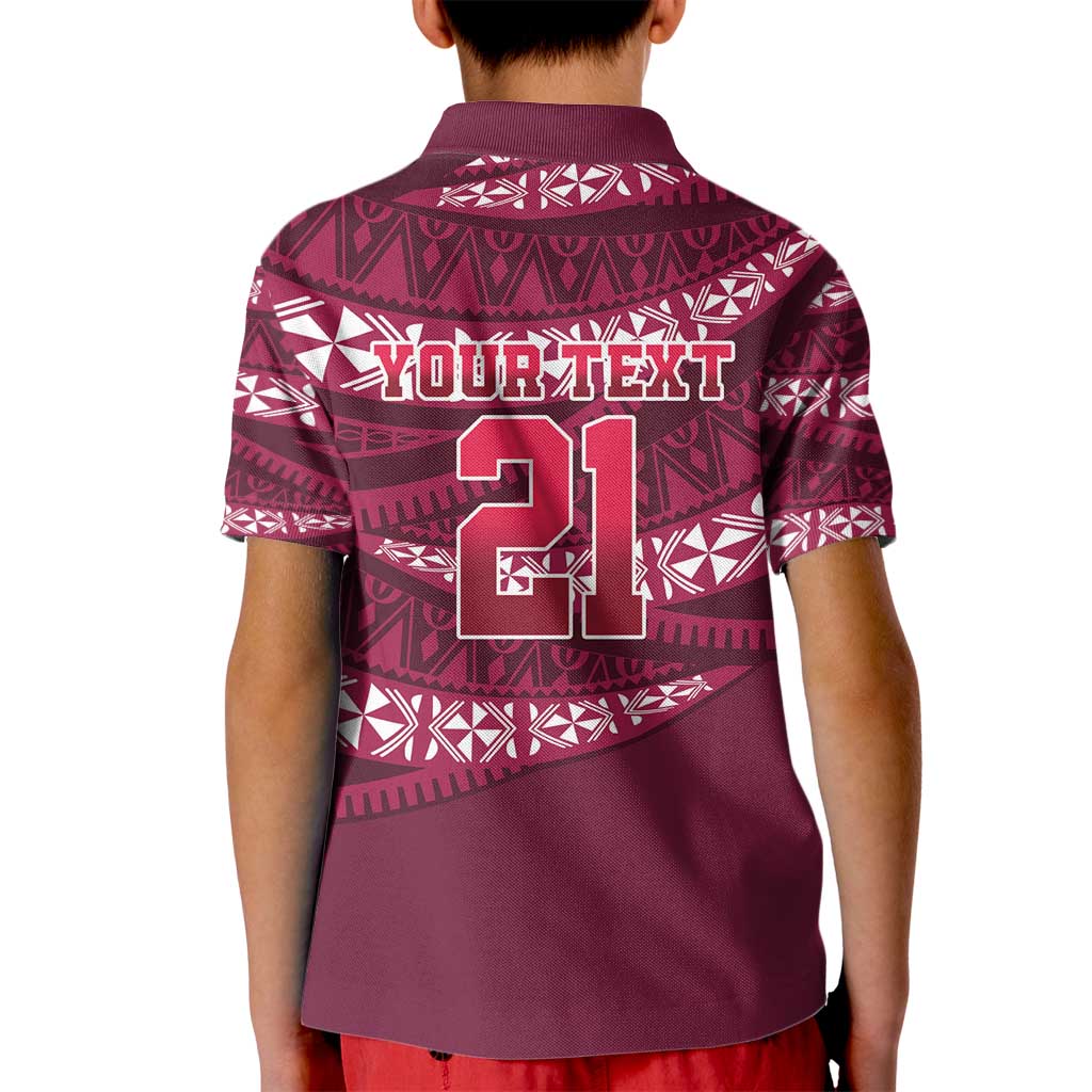 Queensland Rugby Pacific Custom Kid Polo Shirt Pasifika Tapa Pattern