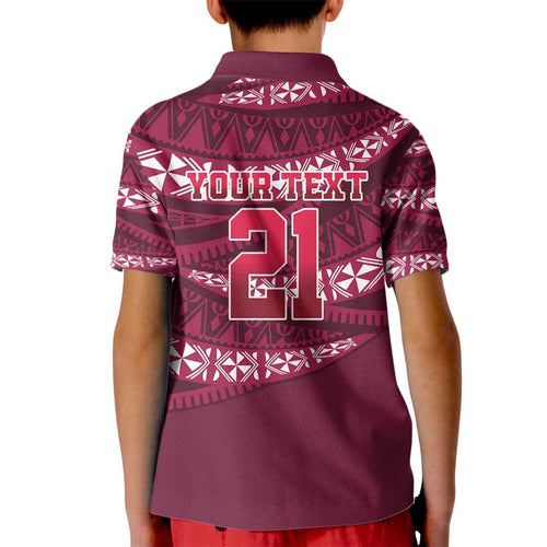 Queensland Rugby Pacific Custom Kid Polo Shirt Pasifika Tapa Pattern