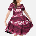 Queensland Rugby Pacific Custom Kid Short Sleeve Dress Pasifika Tapa Pattern