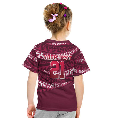 Queensland Rugby Pacific Custom Kid T Shirt Pasifika Tapa Pattern
