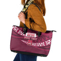 Queensland Rugby Pacific Custom Leather Tote Bag Pasifika Tapa Pattern