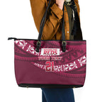 Queensland Rugby Pacific Custom Leather Tote Bag Pasifika Tapa Pattern