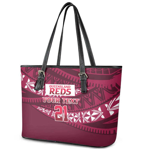 Queensland Rugby Pacific Custom Leather Tote Bag Pasifika Tapa Pattern