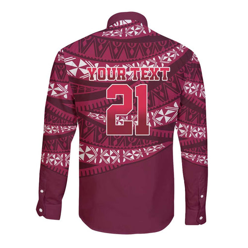 Queensland Rugby Pacific Custom Long Sleeve Button Shirt Pasifika Tapa Pattern
