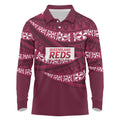 Queensland Rugby Pacific Custom Long Sleeve Polo Shirt Pasifika Tapa Pattern