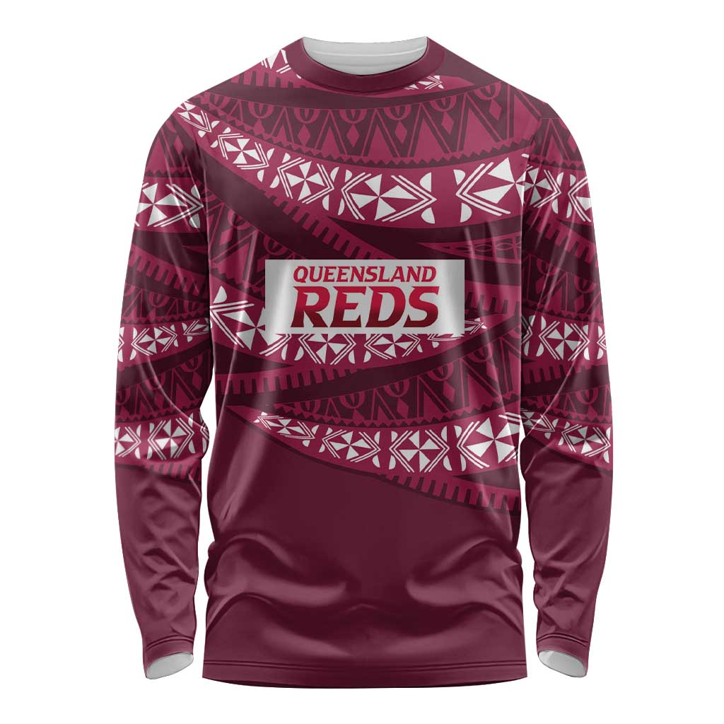 Queensland Rugby Pacific Custom Long Sleeve Shirt Pasifika Tapa Pattern
