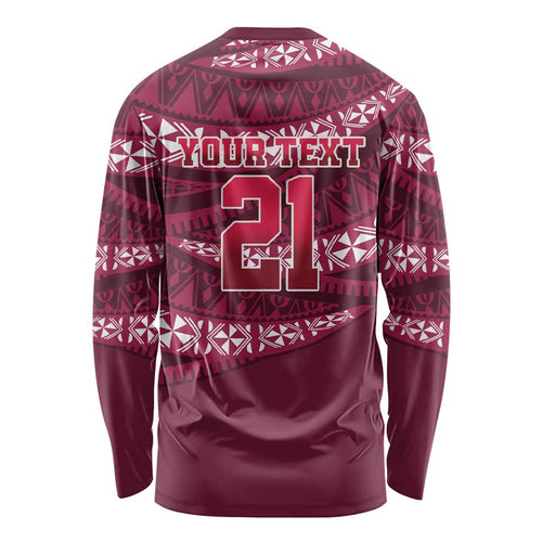Queensland Rugby Pacific Custom Long Sleeve Shirt Pasifika Tapa Pattern