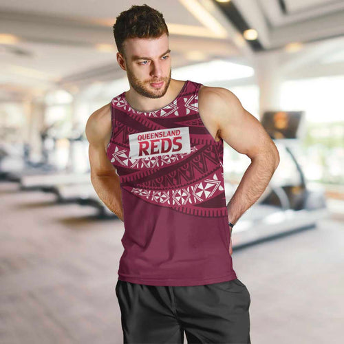 Queensland Rugby Pacific Custom Men Tank Top Pasifika Tapa Pattern
