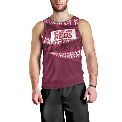 Queensland Rugby Pacific Custom Men Tank Top Pasifika Tapa Pattern