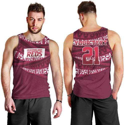 Queensland Rugby Pacific Custom Men Tank Top Pasifika Tapa Pattern