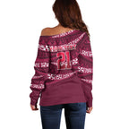 Queensland Rugby Pacific Custom Off Shoulder Sweater Pasifika Tapa Pattern