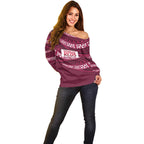Queensland Rugby Pacific Custom Off Shoulder Sweater Pasifika Tapa Pattern