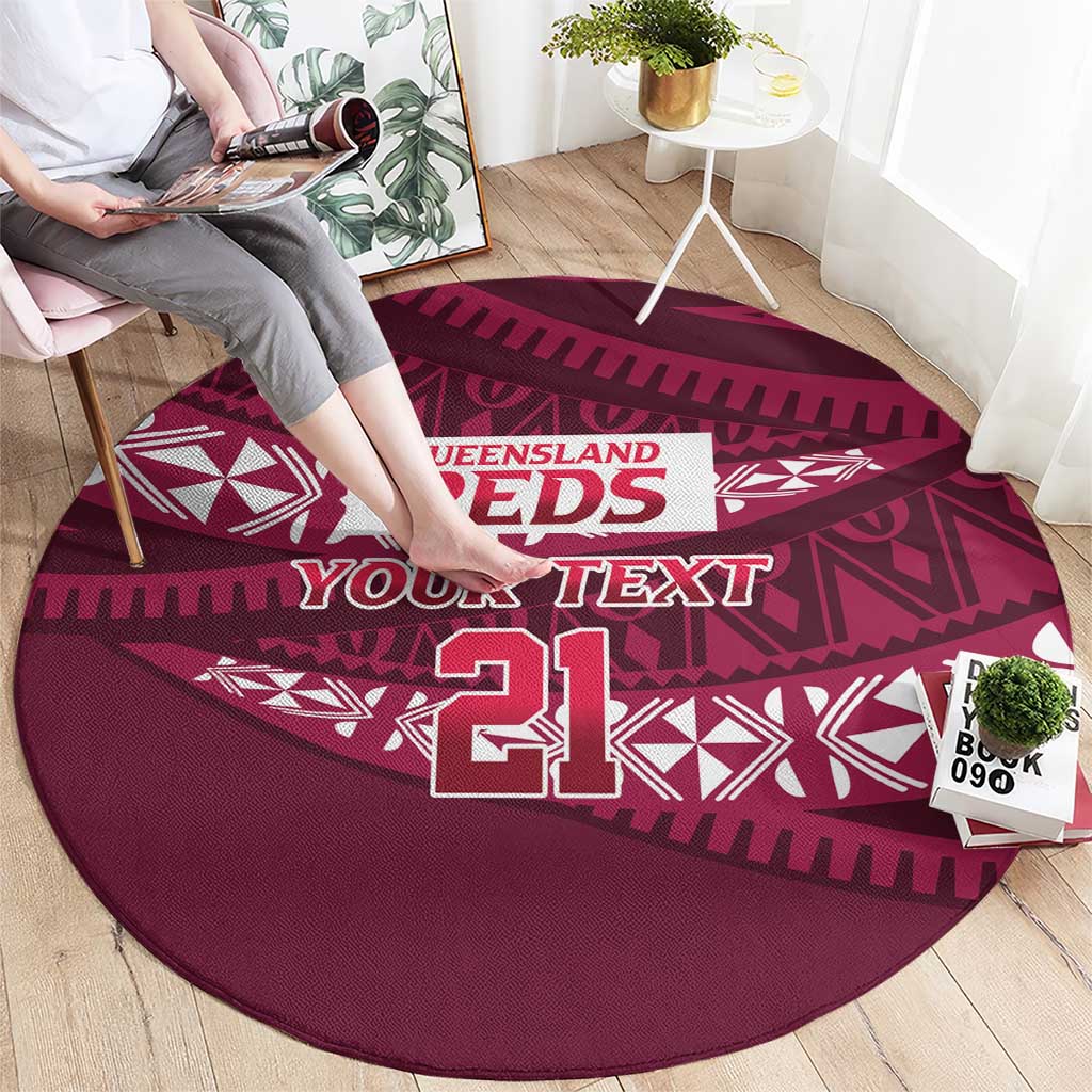 Queensland Rugby Pacific Custom Round Carpet Pasifika Tapa Pattern