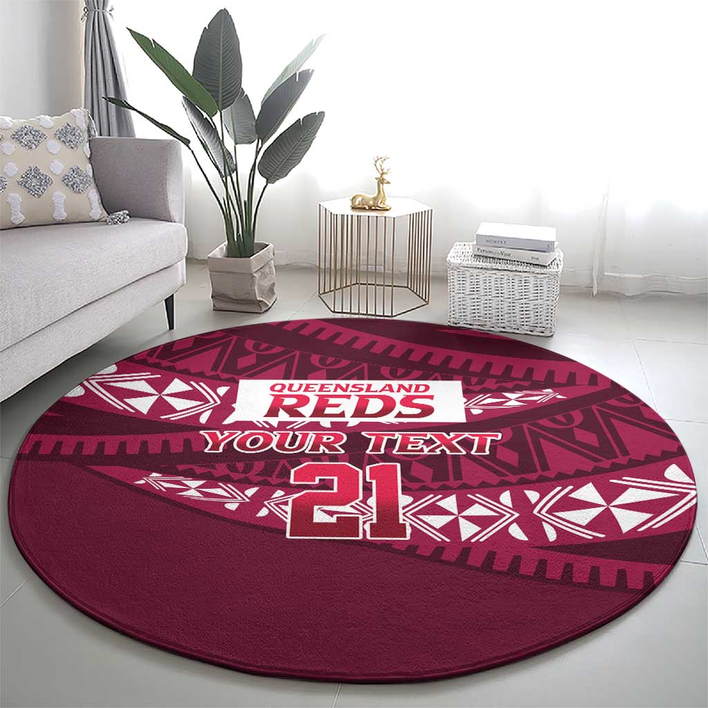 Queensland Rugby Pacific Custom Round Carpet Pasifika Tapa Pattern