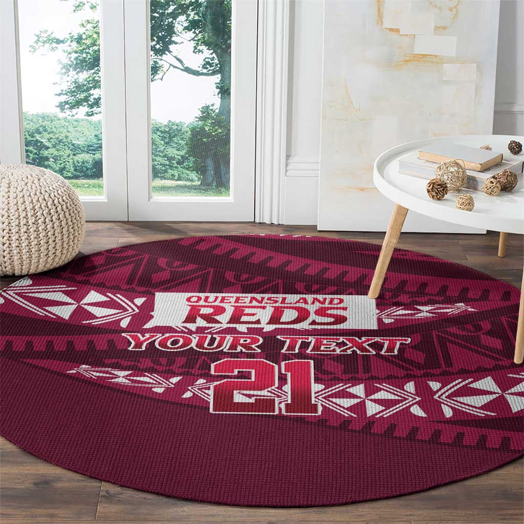 Queensland Rugby Pacific Custom Round Carpet Pasifika Tapa Pattern