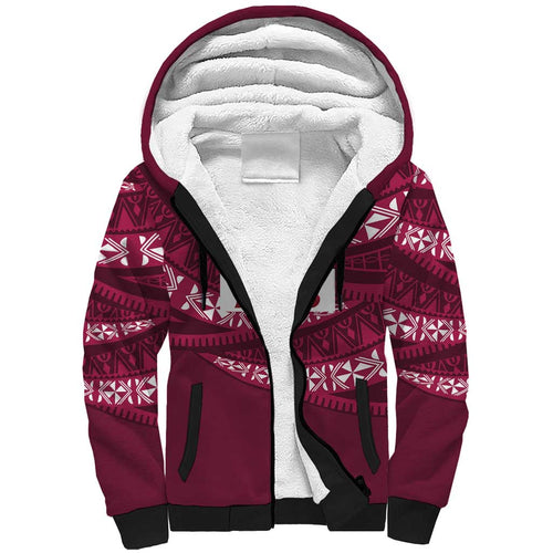 Queensland Rugby Pacific Custom Sherpa Hoodie Pasifika Tapa Pattern