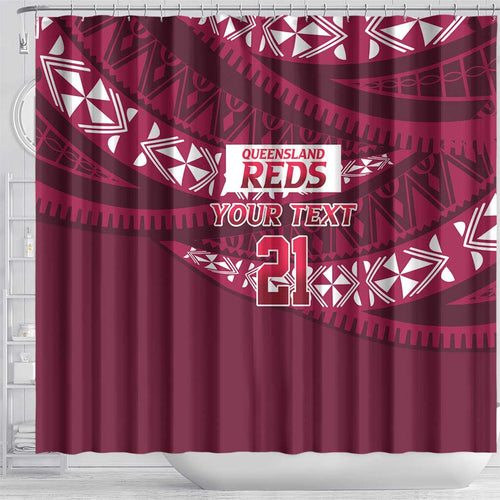 Queensland Rugby Pacific Custom Shower Curtain Pasifika Tapa Pattern