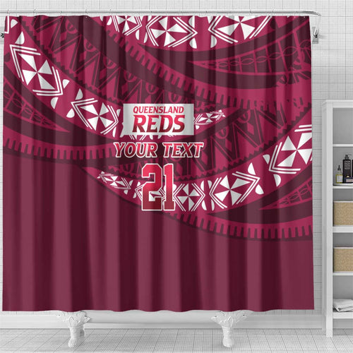 Queensland Rugby Pacific Custom Shower Curtain Pasifika Tapa Pattern