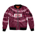 Queensland Rugby Pacific Custom Sleeve Zip Bomber Jacket Pasifika Tapa Pattern