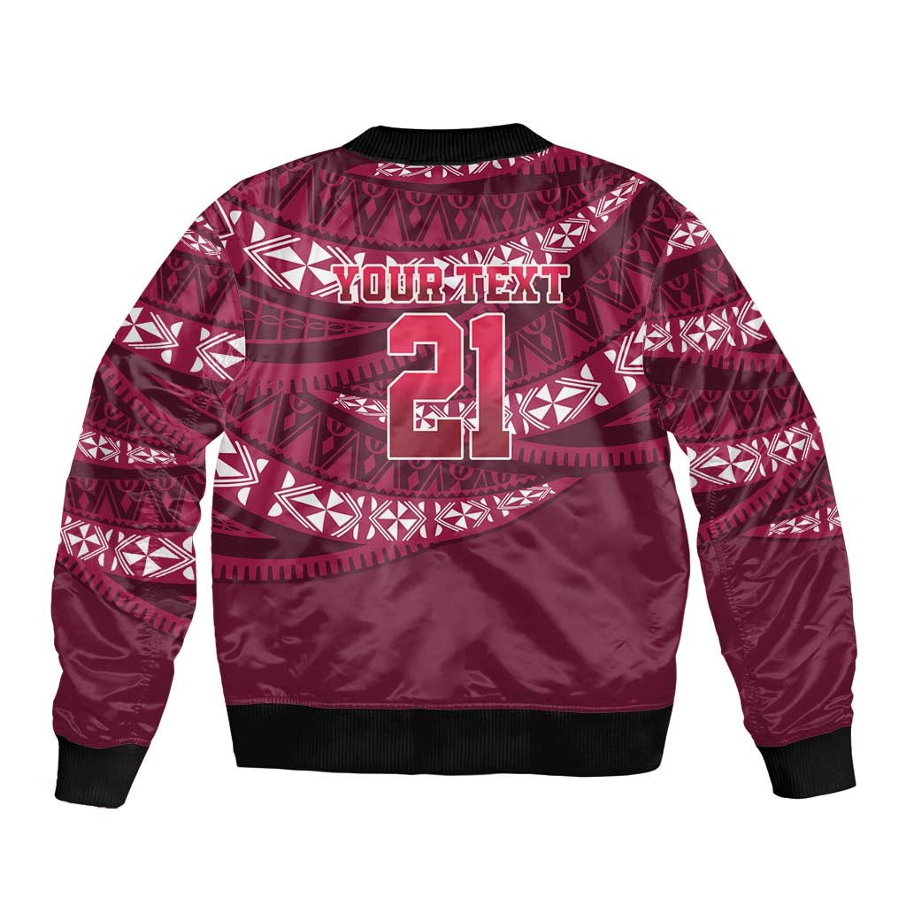 Queensland Rugby Pacific Custom Sleeve Zip Bomber Jacket Pasifika Tapa Pattern