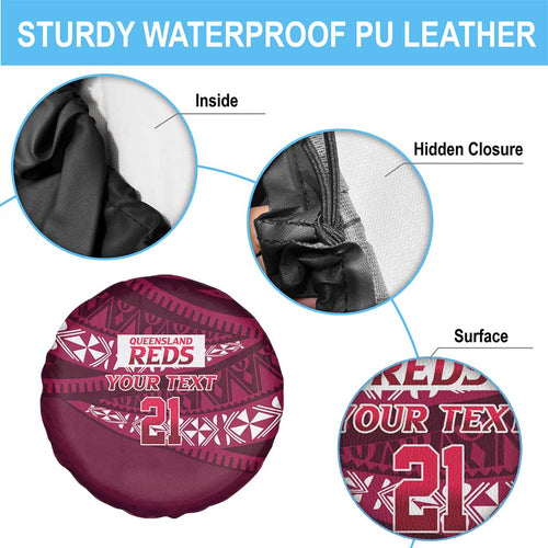 Queensland Rugby Pacific Custom Spare Tire Cover Pasifika Tapa Pattern