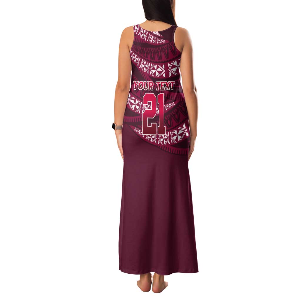 Queensland Rugby Pacific Custom Tank Maxi Dress Pasifika Tapa Pattern