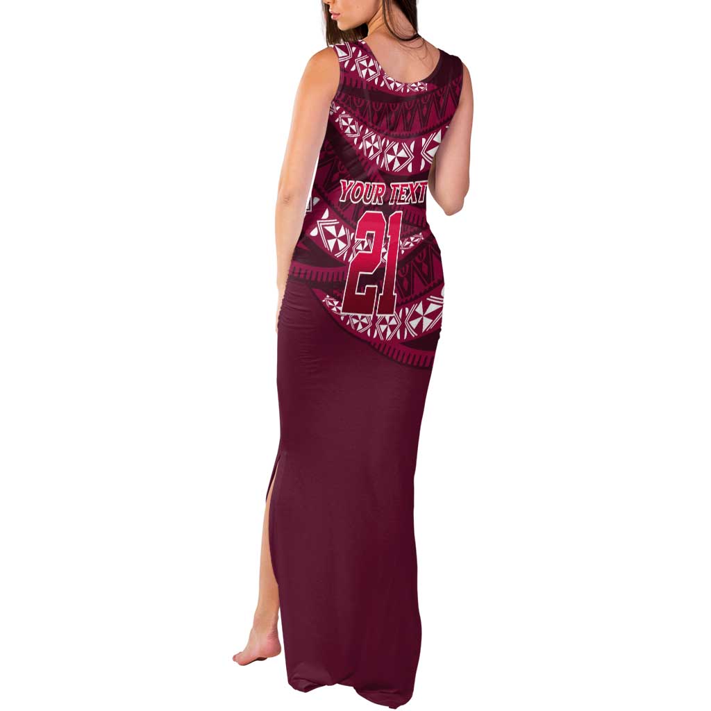 Queensland Rugby Pacific Custom Tank Maxi Dress Pasifika Tapa Pattern