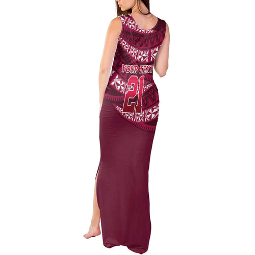 Queensland Rugby Pacific Custom Tank Maxi Dress Pasifika Tapa Pattern