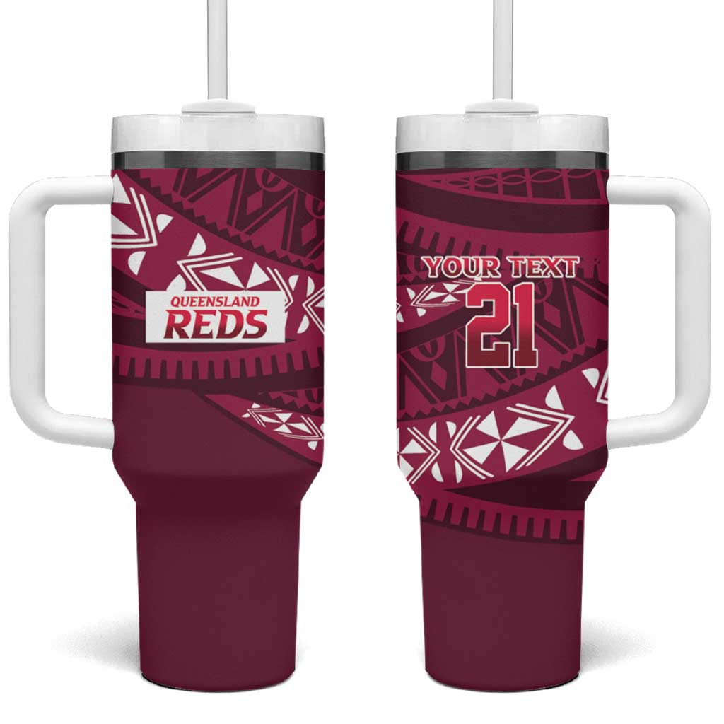 Queensland Rugby Pacific Custom Tumbler With Handle Pasifika Tapa Pattern