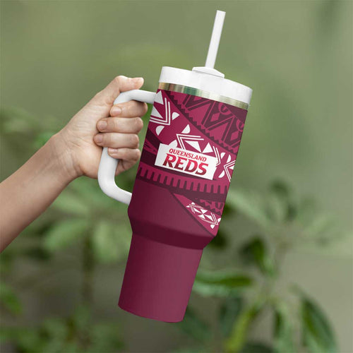 Queensland Rugby Pacific Custom Tumbler With Handle Pasifika Tapa Pattern