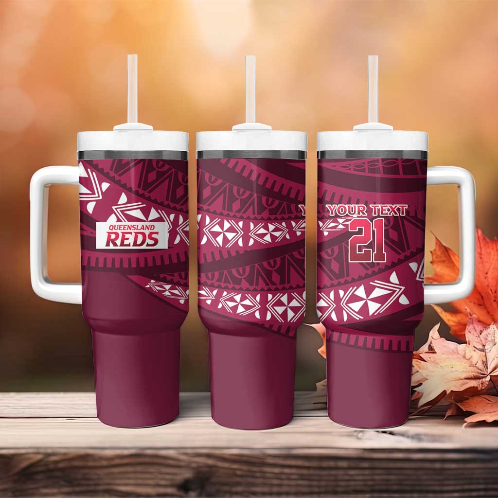 Queensland Rugby Pacific Custom Tumbler With Handle Pasifika Tapa Pattern