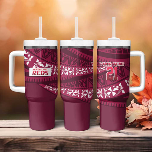 Queensland Rugby Pacific Custom Tumbler With Handle Pasifika Tapa Pattern