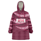 Queensland Rugby Pacific Custom Wearable Blanket Hoodie Pasifika Tapa Pattern
