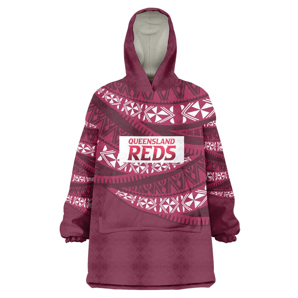 Queensland Rugby Pacific Custom Wearable Blanket Hoodie Pasifika Tapa Pattern